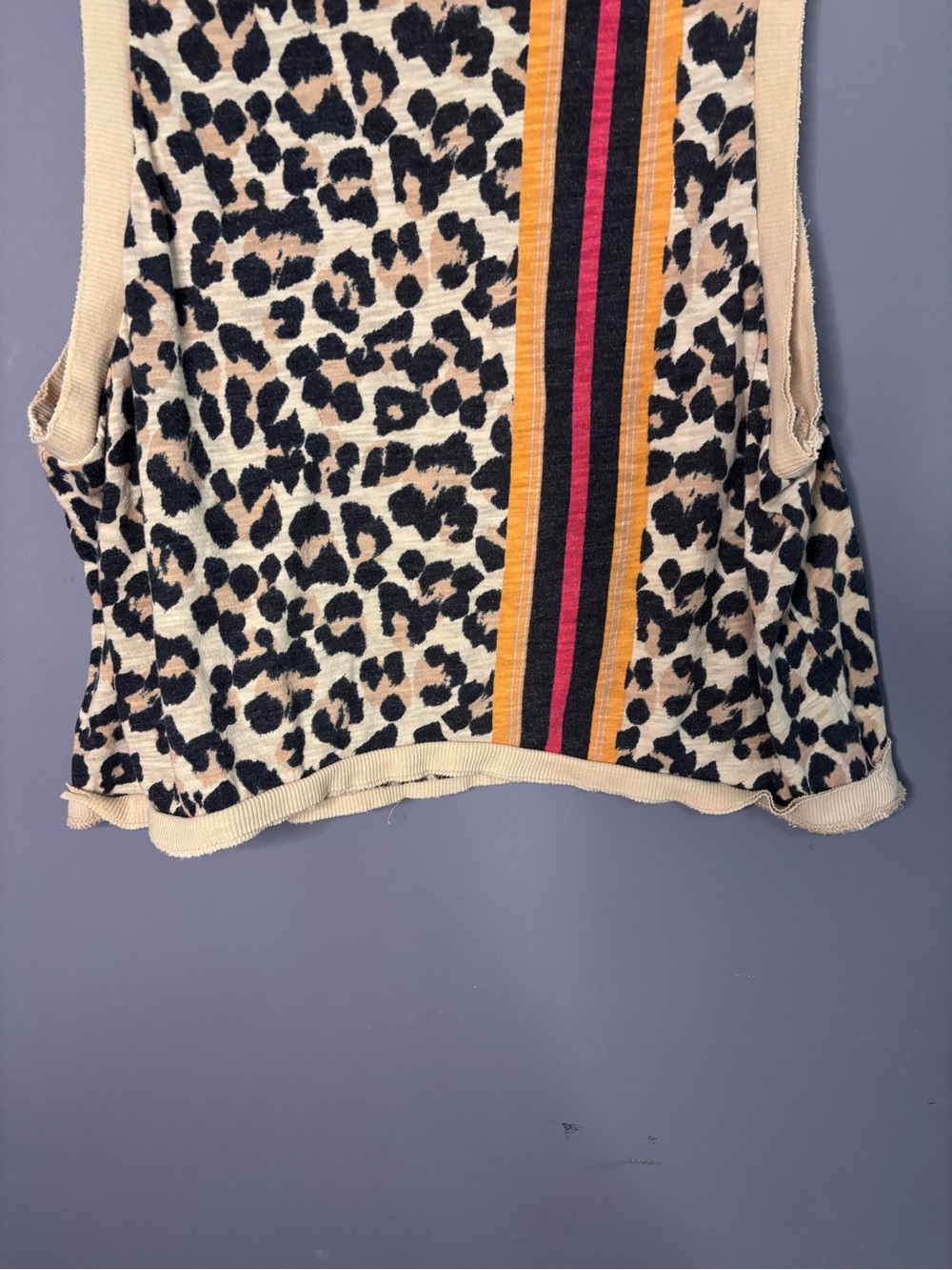 Free People FP Movement Leopard Print Stripe Crop Tank Top Small - Picture 2 of 6